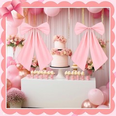 2 Pcs Large Pink Bows Decorations Coquette Party Decors 11 x 16 Inches Polyes…