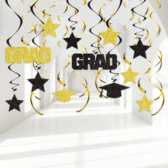 Black and Gold Graduation Hanging Swirl Decorations Class of 2026 Graduation …
