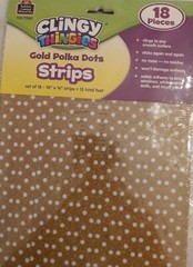 Lot/2pc teacher resources TCR 77337 CLINGY THINGIES GOLD POLKA DOTS STRIPS 18 pc
