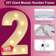 Light up Numbers 2, 3FT Giant Marquee Numbers for 2nd 21st Birthday Decoratio…