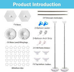 Balloon Column Stand Kit, Set of 4 – 7Ft Height Adjustable Balloon Arch Stand Ki