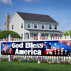 4th of July Decorations God Bless America Banner 118 x 20 Inch Patriotic Bann…