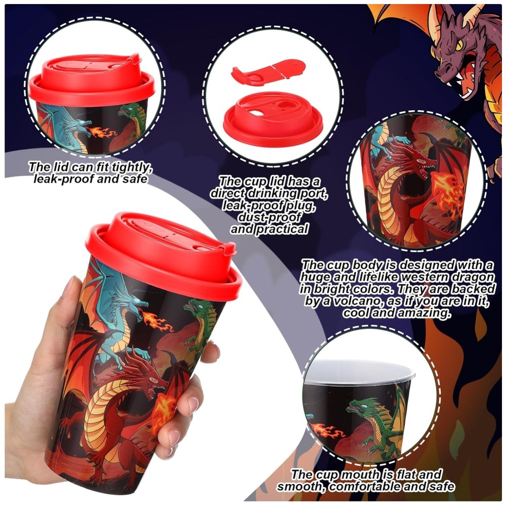 Colorful Dragon Plastic Cups for Birthday Party – 36 Count