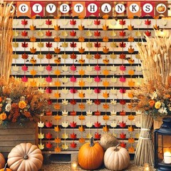 Thanksgiving Party Decorations 2Pack 3.3 x 6.6 ft Red Gold Orange Maple Leave…