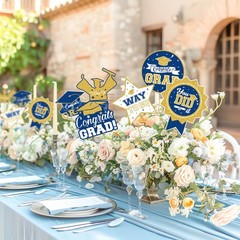 2026 Graduation Party Decorations – 24 Pcs Class of 2026 Congrats Blue Gold