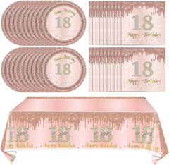 41Pcs 18Th Birthday Decorations for Girls Her, Rose Gold Birthday Party