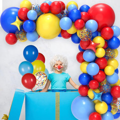 Carnival Balloon Arch Kit with 123Pcs Red Blue Yellow Rainbow Latex Confetti …