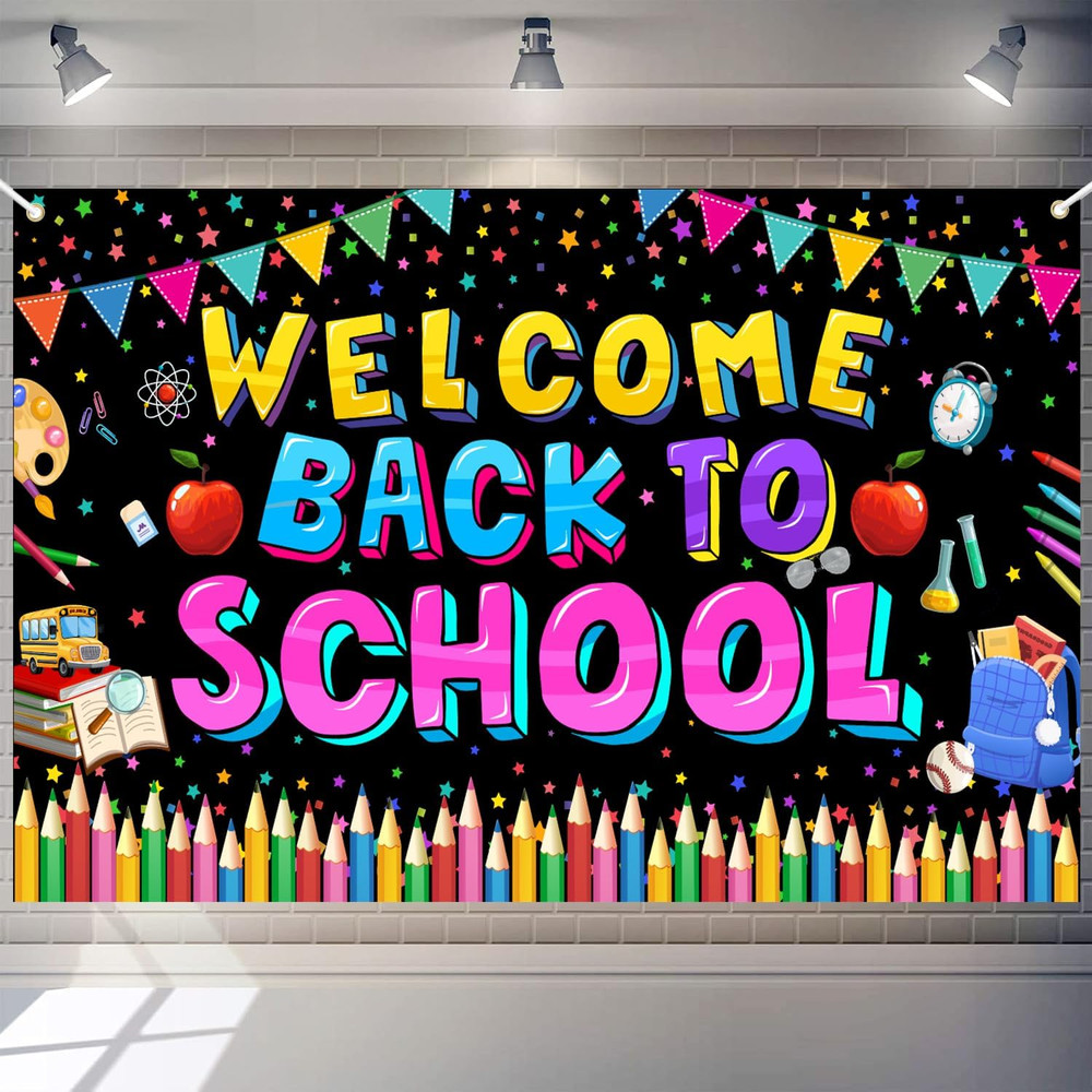 Back to School Banner Backdrop for Classroom and Party Decorations