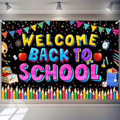 Back to School Banner Backdrop for Classroom and Party Decorations