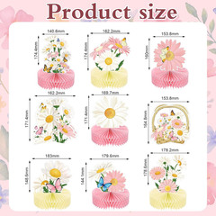 9 Pcs Daisy Flower Birthday Party Decorations Daisy Butterfly Honeycomb Centerpi