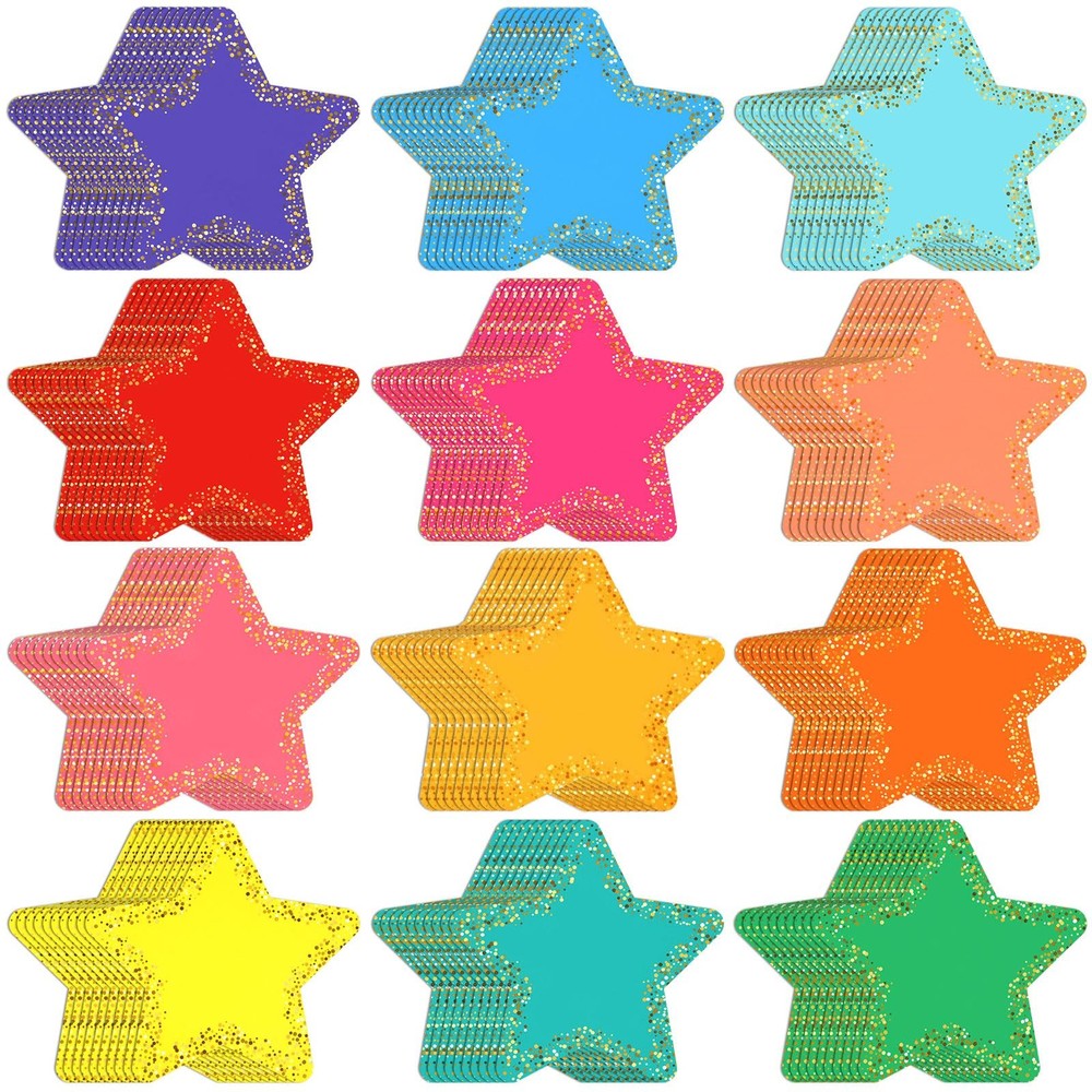 120 Pcs Assorted Colors Confetti Star Cutouts for Bulletin Board Decorations