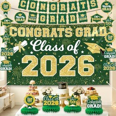 2026 Graduation Decorations Set – Class of 2026 Congrats Grad Backdrop Banner…