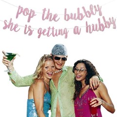 Hen Party Banner Rose Gold Glitter Pop Bubbly Girls Night Out Celebration Decor