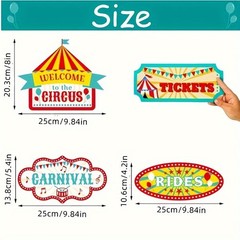 20Pcs Carnival Circus Party Directional Signs Welcome Photo Booth Decor