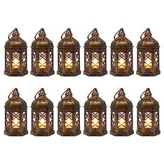 Mini Lantern with LED CandlePCS Small Lanterns Decorative 12 Brushed Brass