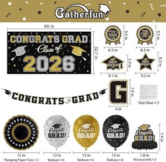 Stunning 2026 Graduation Supplies Set – Streamers, Balloons & Elegant Accents