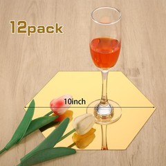 12 PCS Acrylic 8 Inch Hexagon Mirror Table Centerpiece Candle Plate Tray Decor