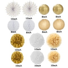 White Gold Party Decorations Streamers – 14pcs Christmas Wedding Engagement L…