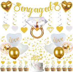 Engagement Party Decorations Sparkly Gold Engagement Decorations, Engaged Banner