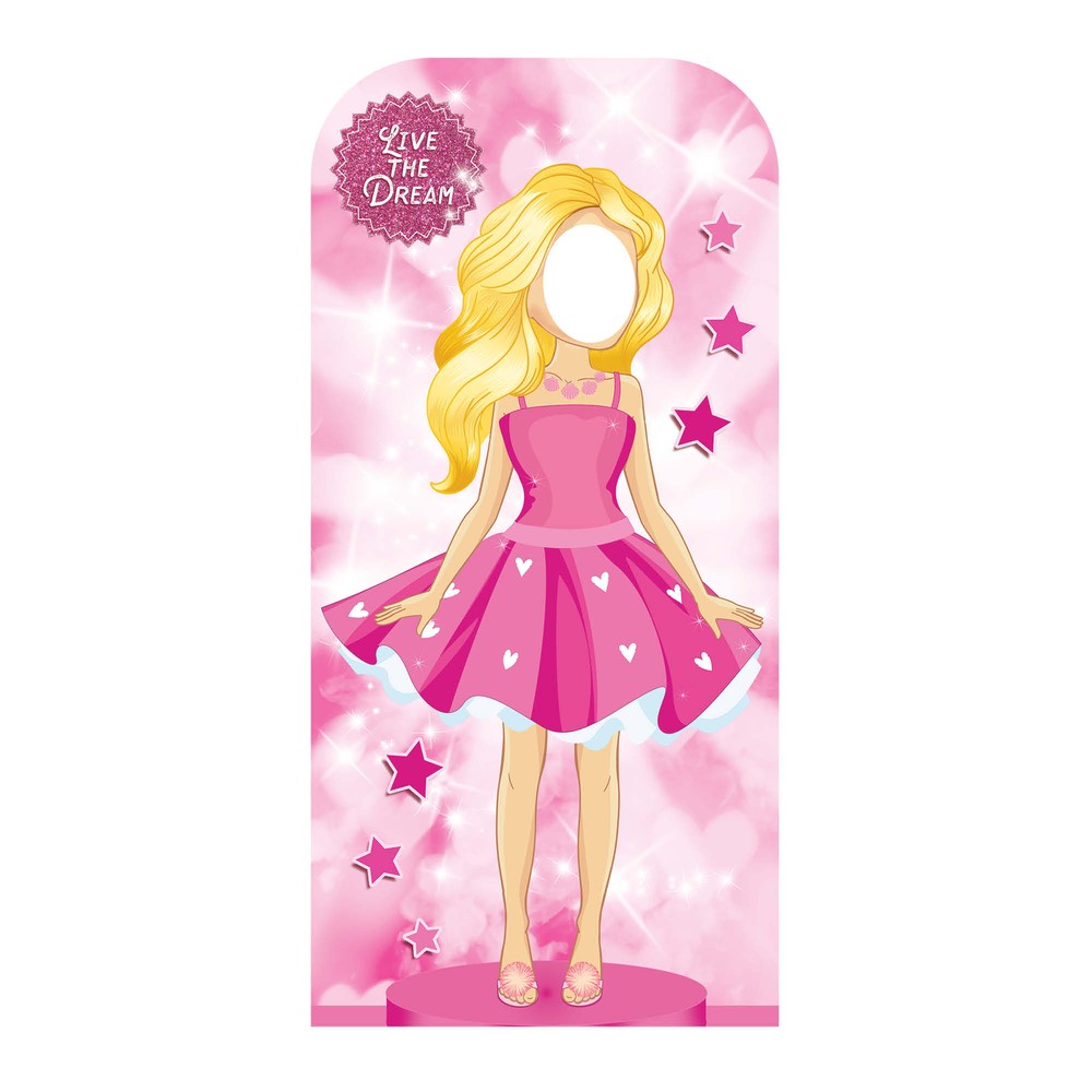 Pink Doll Cardboard Cutout Stand-in Great for Party Photos