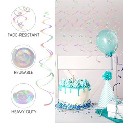 30 PCS Iridescent Hanging Swirls Party Decorations Extra Long Double Ceiling