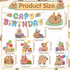 Deorfuy Capybara Birthday Party Decorations – 3 inches x 6 inches, Multicolor