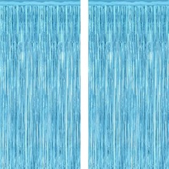 2 Pack Backdrop Curtains, 3.28 Feet x 7.05 Feet Sky Blue Tinsel 2 PCS Sky blue