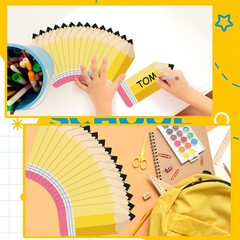 60 PCS Pencil Cutouts Name Tags Classroom Bulletin Board Decor Glue Points