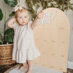 Baby 1st Birthday Party Decorations, Monthly Photo Board Wooden Arch Newborn