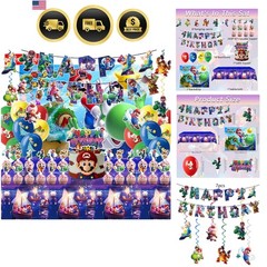 Birthday Party Decorations,50PCS latest Mario Cartoon Theme Supplies – 1 larg…