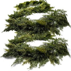 6ft Artificial Christmas Garland, Real Touch Cedar Pine Garland-Pine Wreath 2pc