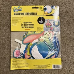 SPONGEBOB SQUAREPANTS 3 PIECE PARTY DECORATION HONEYCOMB HANGING CHARACTERS NEW