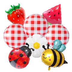 8pcs Picnic Balloons Gingham Balloons Picnic Party Decoration BBQ Themed Part…