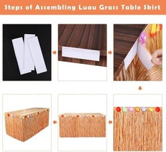 Fovths 8 Pack Luau Grass Table Skirt Natural 9 Feet x 29.5 Inch Hawaiian Tabl…