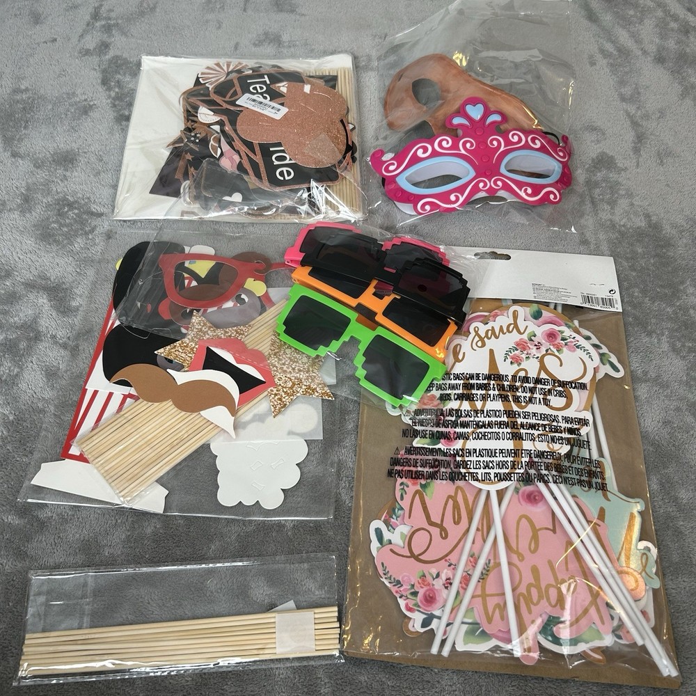 Photo Booth Props Bundle for Birthdays, Weddings, Corporate Events, And Parties