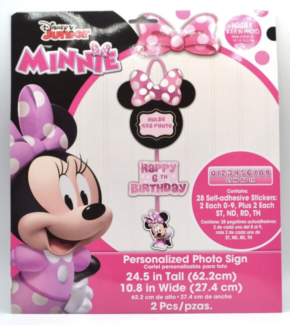 Minnie Mouse Birthday Party Any Age! Personalized Photo Sign Disney Decoration