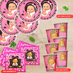 Boss black girl Tablewave Party Supplies happy birthday centerpiece decoration