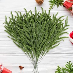 30 Pcs Christmas Real Touch Norfolk Stems, 14 x 0.3 x 1.9 inches, Green