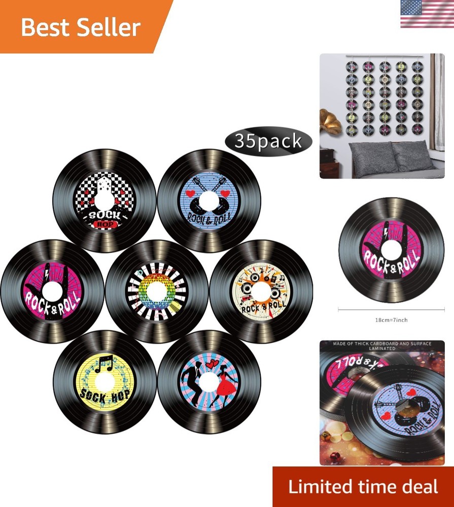 Reusable Rock and Roll 1950’s Cutouts – Colorful Decor for Birthday Festivities