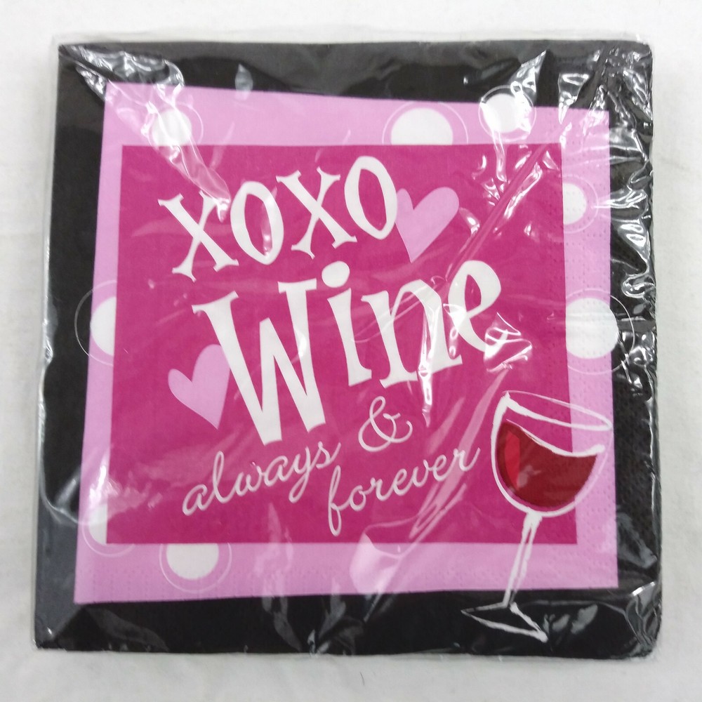 Dinner Napkins XOXO Wine Always & Forever 3 Ply 6.5 x 6.5 Folded Epic 3 Pack