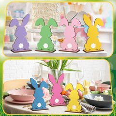 12 Pcs Easter Decorations Easter Bunny Wooden Table Centerpieces Rabbit Table…