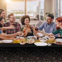 3 Pack Graduation Tablecloth Black Gold 54×108 inch Disposable Party Decorations