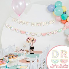 2 Pcs 9.84 ft Floral Happy Banner English Happy Banner Garden Vintage Decorat…