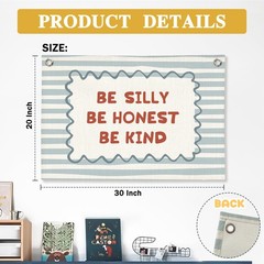 Blue Room Decor, Boy Nursery Decor Boho Classroom Wall Hanging Canvas Banner,…