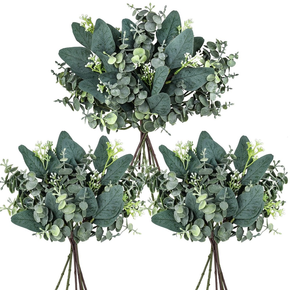 Winlyn 20 Pcs Mixed Artificial Oval Style B, Dusty Green, Grey Green