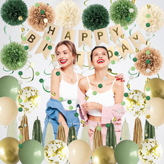 Green Birthday Party Decorations for Women Girls with Happy Birthday Banner,Tiss