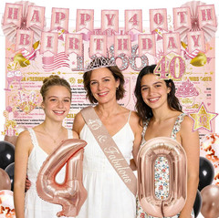 40Th Birthday Decorations for Woman 37PCS Rose Gold 40Th Party Decorations Banne