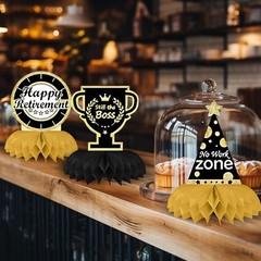 Retirement Party Decorations Centerpieces Black Gold 9pcs for Table Festive E…