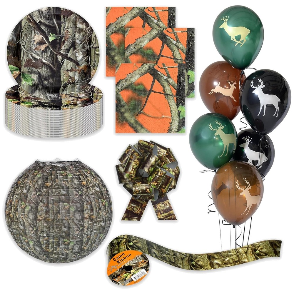 Camo Birthday Party Supplies Kit for 16 Guests – w