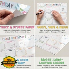 BEAWART Boho Birthday Poster Decor Classroom 2 Pack